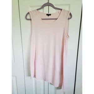 Vince Camuto M Sleeveless‎ Semi Sheer Blouse Shirt Top Pink Mist  Chiffon Hem